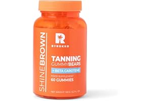 ‎BYROKKO BYROKKO Shine Brown Beta Carotin Tanning Gummies – Vegan Bräunungskapseln für natürliche Bräune – Nahrungsergänzung Carotin Kapseln mit Vitamin A, C, E – Fruchtiger Geschmack – 1 Monat Vorrat
