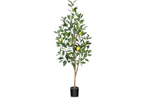 Fopamtri Planta Artificial Grande Limonero 120cm Planta Artificial de Limón con Troncos Naturales, Arbol Artificial con Maceta para Decoración del Hogar Salón Dormitorio Jardín (1 Pieza)