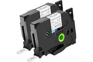 ‎NINELEAF NineLeaf 2 x Kompatibel mit Brother Schrumpfschlauch 8,8mm HSe-221 HSe221 HS-221 Etikettenband Schwarz auf Weiß Schriftband für P-Touch PT-E300 PT-E500 PT-E550W PT-P750WVP Drucker