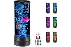 Nastopee Bubble Fish Lamp, Colour Changing Mood Light, USB Lava Lamp with Remote Control for Home Decoration, Office Relax, Giving Gifts (Battery not Included)