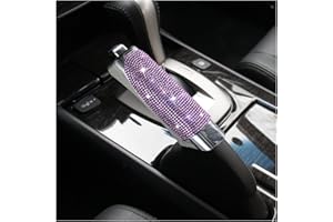 CGEAMDY Car Handbrake Cover, Bling Crystal Rhinestone Dedicated Side Brake Protective Cover, Diamond Inlaid Car Supplies Lever Cover, Universal Auto Interior Decoration Accessories(Pink)