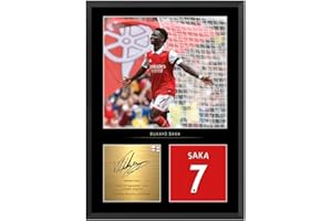 S STEEN Signed Bukayo Saka A4 Photo Display With Frame Included | Gift For Football Fans | Gift For Bukayo Saka Fans | Football Memorabilia | Football Gift