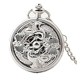 Easy Go Shopping Taschenuhr Exquisite Bird Carved Retro silbrig Boutique Unisex Mechanische Taschenuhr mit Kette