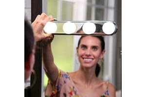 MantraRaj Cordless Professional Portable Studio Glow Vanity Make Up Light Super Bright 4 LED Bulbs Battery Powered with Suction Cups For Dressing Table Bedroom Bathroom Kitchen Mirror (1 PCS)