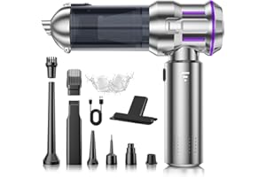 CUGEFRE Handheld Vacuum Cleaner, 22000Pa 4-in-1 Car Vacuum Cleaner, 3 Speed Brushless Motor Car Hoover with One-Touch Cleaning, Hand Held Vacuum Cordless Mini Hoover for Home, Car, Office, Pet Hair, Silver