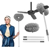 Fulminare Fan Cleaner Brush with Long Rod Flexible Fan Cleaning Mop Microfiber Dust Cleaner Foldable Duster for Home Cleaning