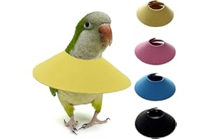 CQJ 4Pack Bird Cone Collar, Anti-Grab Feather Plucking Wound Healing Safety Elizabethan Collar, Protective Recovery Cones for Budgerigar Cockatiel Lovebirds Cockatoo Parrots (Yellow+Pink+Blue+Black, L)
