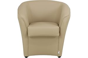 Totò Piccinni Poltrona POZZETTO Imbottita Artigianale in Ecopelle Design Made in Italy (Marrone Cammello)