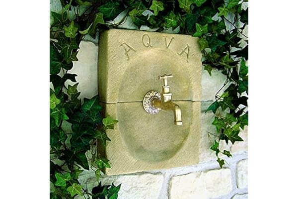 Élément AQUA rose en pierre reconstituée pour robinet extérieur.