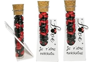 GRAVURE EVENTS Lot : 1 Soliflore Je t'aime Parrain + 1 Marraine – Cadeau Baptême, Boite contenant à dragées – idéal pour une décoration de table thème Mickey Mouse minnie disney disneyland existe en modèle souvenir