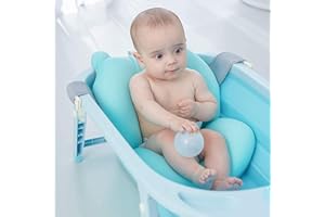 VERNASSA Baby Bath Tub Pillow, Floating Anti-Slip Bath Cushion Soft Seat Bathtub Support for Newborn Enfant 0-6 Months (Blue)
