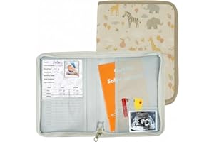MARX24-Portadocumentos Bebé con Mini Agenda para el seguimiento diario y práctico del Bebé, Cierre de cremallera para una mayor protección,Ideal como regalo Baby Showers
