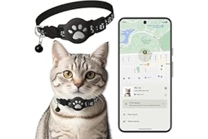 DRQZWP Collar GPS Gatos, GPS para Gatos sin Cuota Mensual, No Requiere SIM, Collar Localizador Compatible con goo- gle Find My (Solo Android) (Collar + rastreador Blanco)