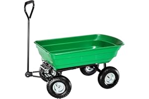 Oypla Heavy Duty Green Garden Cart with Tipping Barrow Trolley