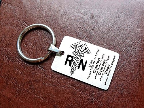 Stainless Steel Unisex Men Tag Pendant Nurse Keychain Nurse RN Graduation Gift