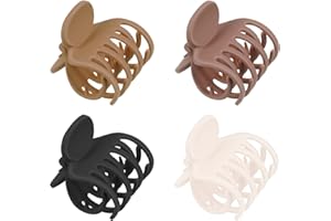 Auidy_6TXD 4 Stück Mittelgroße Klauen-Haarspangen, Haarspangen Damen für Frauen und Mädchen Dünnes Haar, Matte, Kleine Haarklammern, Zweireihige Kieferspangen für Dünnes Haar Dickes Haar