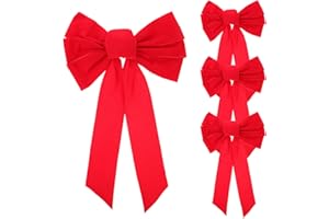 VORCOOL 4 Stück Weihnachten Red Velvet Bow Decor Baum Bowknot Decor Schöne Lint Bowknot Ornament für Weihnachten Festival Party (Größe: 25cmx40cm)
