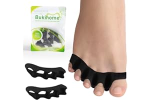 Bukihome Toe Separators, 4 Pair Soft Gel Toe Spacers to Correct Bunions, Toe Stretcher for Therapeutic Relief from Plantar Fasciitis, Claw Toes,Hammer Toes, Foot Pain for Women & Men (Black+M)