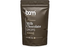 BAM Premium Mleczne Dropsy Czekoladowe, Kaletki, Wiórki do topienia, do domowego i profesjonalnego wypieku, 1 kg