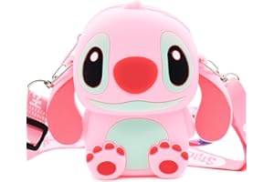 SIMYRON Porte-monnaie pour enfants Stitch-Sac à bandoulière Jouet Sac en silicone Stitch en trois dimensions Dessin animé porte-monnaie sac Lilo et Stitch sac à bandoulière avec bretelles réglables cadeau d'a