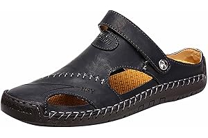 LUOLUOLUO Mens Closed Toe Sandal UK Clearance, Casual Slippers Shoes Vintage Sliders Athletic Sports Sandals Summer Beach Slipper Trekking Hiking Outdoor Sandals Garden Sandals Breathable Fisherman Sandals