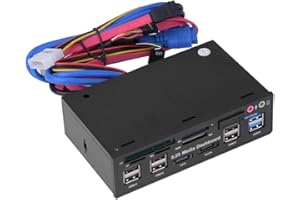 ‎LAZMIN112 Lazmin Medien-Dashboard, 5,25-Zoll-Multifunktions-Medien-Dashboard-Vorderseite, USB3.0/2.0-Hub-eSATA-SATA-Audio-Multi-Kartenleser, kompatibel für 2000 / XP/Vista / Win7 / 8