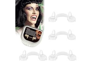 4 Piezas Colmillos Retractiles, EBKCQ Colmillos Vampiro, Dientes De Vampiro De Halloween, Dientes Vampiro Retractiles, Reutilizables Dientes Vampiro para Decoración De Accesorios De Halloween Cosplay