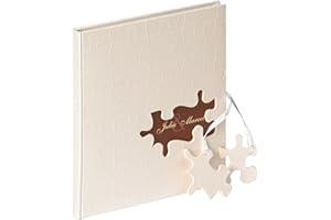 walther design Libro de visitas lino blanco con recorte y relieve, puzzle de boda GB-173