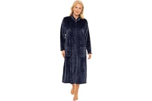 Suzy & Me Ladies Zip Front Soft Embossed Fleece Dressing Gown