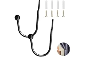 Littlegaofeithing 2 Stück U-Form Raffbügel Vorhänge Holdbacks, Metall Vorhang Raffhalter, Raffhalter Wandbefestigung U-Form Raffbügel, für Schlafzimmer Esszimmer Bäder Küchen Büros (schwarz)