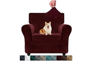 NC CHELZEN Aksamitne pokrowce na krzesła, 1-osobowa, grube, rozciągliwe, pokrowce na kanapę dla psów, zwierząt domowych, antypoślizgowy pokrowiec na krzesło z ramionami, ochraniacz na meble do salonu