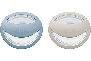NUK MommyFeel smoczek dziecięcy, 0-9 miesięcy, przyjazne dla karmienia, silikon bez BPA, dżinsy i beżowy, 2 sztuki
