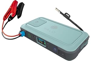 Halo Bolt Ultimate Jump Starter & Power Pack – 1500A | UK 3-Pin AC Outlet | 130 PSI Digital Air Compressor | USB-C & USB-A Charging | Spark-Proof Cables | Emergency Floodlight (Mint)