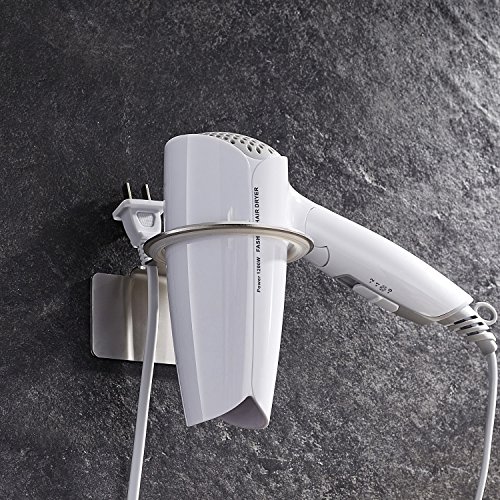 ZUNTO Selbstklebender Fönhalter gebürstetem Edelstahl Haartrocknerhalter Ohne Bohren in Hotel Baderzimmer - 5