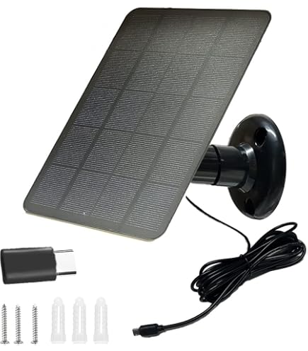 Panneau Solaire 5W Pour Caméra Surveillance | Chargeur Solaire Extérieur IP65 Avec Câble 3m | Micro USB Et USB-C