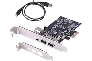 ELIATER PCIe Firewire Card for Windows 10, IEEE 1394A PCI Express Controller 4 Ports(3 x 6 Pin and 1 x 4 Pin), 1394a Firewire 400 Adapter for Windows 7/8/11/Mac OS with Low Profile Bracket and Cable