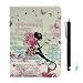 Produktbild PU Leder Hülle Etui für Samsung Galaxy Tab S2 9.7 zoll SM-T810 / T815 - Aohro [Bunt Glitzer Diamant Muster Design] Kunstleder Ledertasche Flip Case Cover Schutzhülle Tasche mit Ständer +Staub Stecker +Stift, Butterfly Mädchen -2