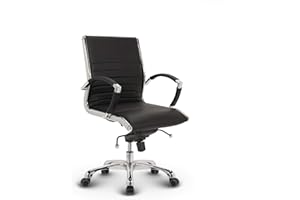 VERSEE Premium Echt-Leder Bürostuhl Montreal in Schwarz - Ergonomischer Designstuhl für Büro und Home-Office - Sitzhöhe 46-54cm - Belastbar bis 150kg