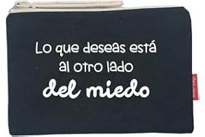 hello-bags. Bolso Neceser/Cartera de Mano. Exterior: Algodón 100%. Con cremallera y forro interior. Incluye bonito sobre kraft de regalo. Modelo LOQUEDESEAS. Color: Crudo/Negro. 23 * 15,5 cm.