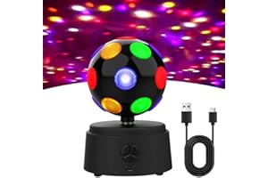 FOUVIN Bola de discoteca giratoria 360° con LED multicolor, luz de discoteca, luz de fiesta, compatible con conectividad Bluetooth, para fiestas, cumpleaños, casa, Navidad, niños