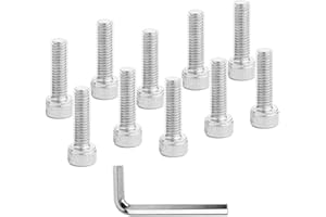 DAZISEN 11Pcs Stainless Steel Bike Parts - M5 Knurled Socket Cap Screw Road Mountain Bicycle Bottle Cage Stem Bolts Screw, Silver, (M5x20)*10+Screw wrench*1