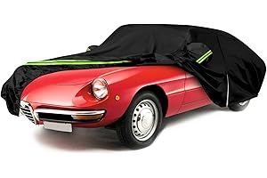 TIVEKEO Vollgarage Autoabdeckung Ersatz für Alfa Romeo Spider 1966-1994, Auto Abdeckplane Autogarage Ganzgarage mit Reißverschluss, Allwetter Atmungsaktive Wasserdicht Reflexionsstreifen