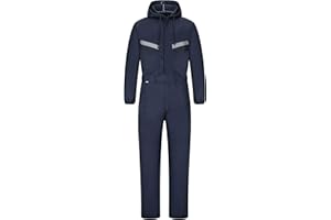 Yukirtiq Hombre Pantalones con Peto de Trabajo para jardín y Garaje, Encapuchado Mono de Trabajo Mecánico o Industria Cintas Reflectantes Resistente al Aceite para Mecánicos, Azul Marino, XXL