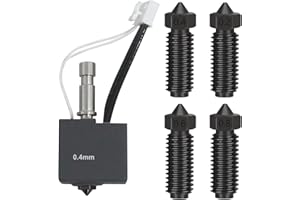 JUUPINE For Kobra S1 Extruder Hot End Kit (Pre-Assembled) Cobra S1C Print Head Parts (Including Thermistor, Heating Wires, Silicone Sleeve and Throat), Kit Contains 4 Full Size Hardened Steel Nozzles