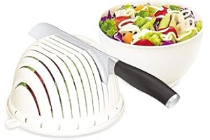 Easy Fruit Gemüse Salad Cutter Schüssel, Fantasee Multifunktions-Küchensieb Doppellagig drehbar