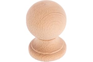 Housoutil Wooden Post Finial, 7 * 5cm DIY Unfinished Pine Ball Newel Post Cap, Solid Curtain Pole Ends for Indoor Staircase Spindles Cap Beds Hardwood Ball