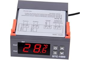 Laqiya Digitaler Temperaturregler STC-1000 Thermostat-Kalibrierungsregler Celsius- und Fahrenheit-Display