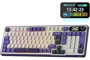 ‎RK ROYAL KLUDGE RK ROYAL KLUDGE S98 DE Mechanische Tastatur mit Smart Display & Knopf, Top Mount 96% Kabellose Mechanische Tastatur BT/2.4G/USB-C, Hot-Swap-fähige, Software-Unterstützung, 98 Tasten, QWERTZ