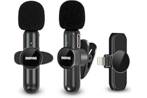 SNZIYAG Lavalier Mikrofon Wireless für iPhone iPad,kabelloses Plug-Play Mikrofon für Aufnahme,Live Streaming,YouTube,TikTok,Rauschunterdrückung,automatische Synchronisierung,Keine APP(2 IN1/IOS)
