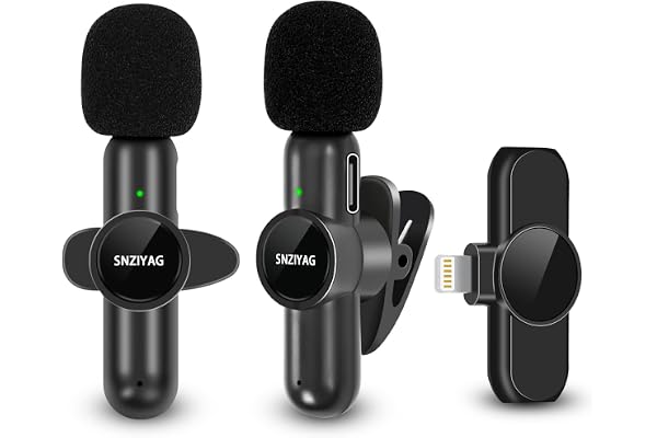 SNZIYAG Micro Cravate sans Fil pour iPhone iPad,Microphone Plug-Play sans Fil pour Enregistrement,Diffusion en Direct,Youtube,TikTok,réduction du Bruit,synchronisation Automatique,Pas d'APP